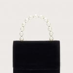Black Faux Pearl Velvet Bag