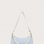 Faux Pearl Baby Blue Bag