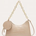 Beige Croc Baguette Bag